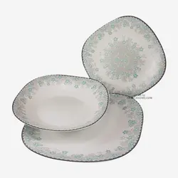 سرویس غذاخوری آرکوپال 26 پارچه مدل شکوفه کف گل آبی