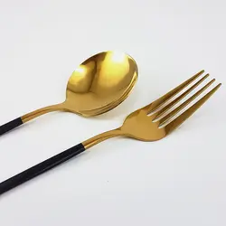 سرویس قاشق چنگال 24 پارچه طلایی_مشکی پرنس هوم