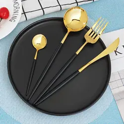 سرویس قاشق چنگال 24 پارچه طلایی_مشکی پرنس هوم
