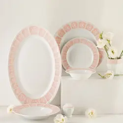 سرویس غذاخوری نئوکلاسیک آرتمیس صورتی 29 پارچه چینی زرین