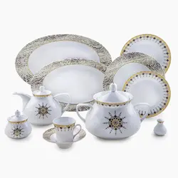 سرویس غذاخوری شهرزاد کلوپاترا 108 پارچه چینی زرین