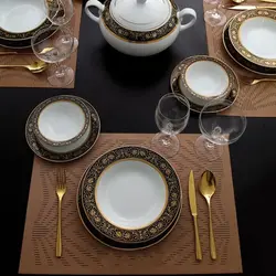 سرویس غذاخوری ایتالیا اف میدنایت 102 پارچه چینی زرین