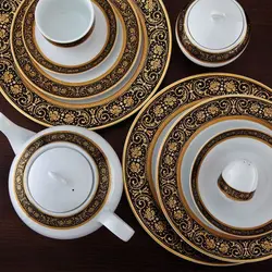 سرویس غذاخوری ایتالیا اف میدنایت 102 پارچه چینی زرین