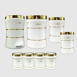 سرویس آشپزخانه 8 پارچه کمر باریک سفید طلایی یونیک کد 4596 - فروشگاه اینترنتی پرنس هوم