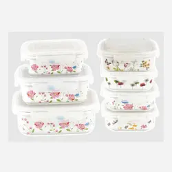 ست ظروف فریزری سرامیکی گلدار یونیک کد 2848 - فروشگاه اینترنتی پرنس هوم