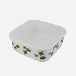 ظروف غذا فریزری 3 سایز سرامیکی مربع گلدار یونیک کد 2844 - فروشگاه اینترنتی پرنس هوم
