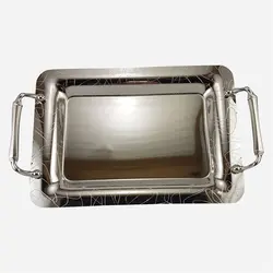 سینی کروم دو تکه یونیک کد 1611 - فروشگاه اینترنتی پرنس هوم سینی مستطیلی دسته دار