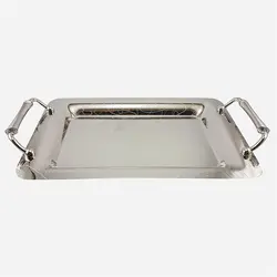 سینی کروم دو تکه یونیک کد 1611 - فروشگاه اینترنتی پرنس هوم سینی مستطیلی دسته دار