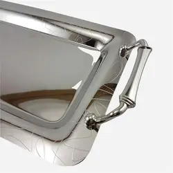 سینی کروم دو تکه یونیک کد 1611 - فروشگاه اینترنتی پرنس هوم سینی مستطیلی دسته دار