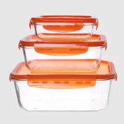 ست ظروف غذا فریزری شیشه ای سه سایز یونیک کد 2809 مستطیلی - فروشگاه اینترنتی پرنس هوم