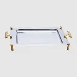 سینی استیل پایه طلایی یونیک کد 3834 - فروشگاه اینترنتی پرنس هوم سینی مستطیلی