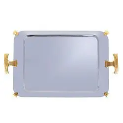 سینی استیل پایه طلایی یونیک کد 3834 - فروشگاه اینترنتی پرنس هوم سینی مستطیلی