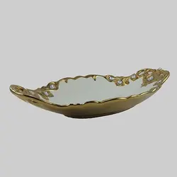 ظرف قایقی متوسط سرامیک طلایی یونیک کد 1637 - فروشگاه اینترنتی پرنس هوم