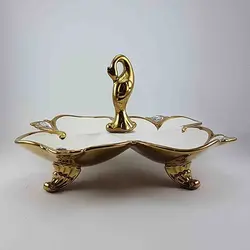 یونیک سرامیک طلایی طاووسی اردور خوری متوسط کد 1018 - فروشگاه اینترنتی پرنس هوم