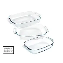 ست 3 تابه مستطیل بزرگ پیرکس کد 340