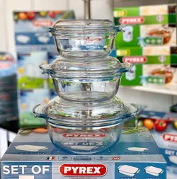 ست 3 قابلمه فر بزرگ پیرکس کد 340 - فروشگاه اینترنتی پرنس هوم