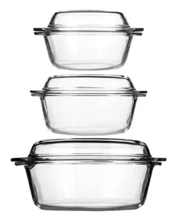 ست 3 قابلمه فر بزرگ پیرکس کد 340 - فروشگاه اینترنتی پرنس هوم