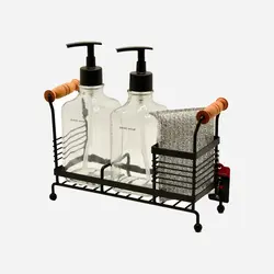 ست جامایعی ظرفشویی دو قلو فلزی چوبی یونیک کد 2957 - فروشگاه اینترنتی پرنس هوم