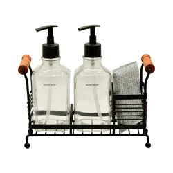 ست جامایعی ظرفشویی دو قلو فلزی چوبی یونیک کد 2957 - فروشگاه اینترنتی پرنس هوم