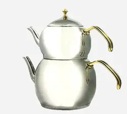 کتری و قوری استیل دسته طلایی 2.5 لیتر لوله دار یونیک 7270 - فروشگاه اینترنتی پرنس هوم