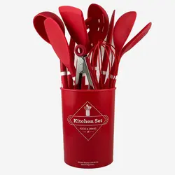 سرویس کفگیر ملاقه و ابزار آشپزی 12پارچه سیلیکونی