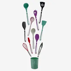 سرویس کفگیر ملاقه و ابزار آشپزی 12پارچه سیلیکونی