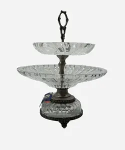 شیرینی خوری دو طبقه بلور پایه پیوتر یونیک کد 1224 - فروشگاه اینترنتی پرنس هوم