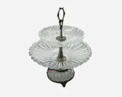 شیرینی خوری دو طبقه بلور پایه پیوتر یونیک کد 1224 - فروشگاه اینترنتی پرنس هوم