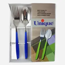 قاشق و چنگال بارسلونا ته کج 12 پارچه یونیک کد 6337 - فروشگاه اینترنتی پرنس هوم