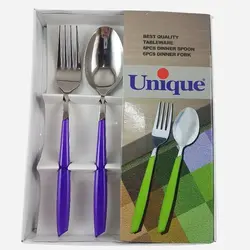 قاشق و چنگال بارسلونا ته کج 12 پارچه یونیک کد 6337 - فروشگاه اینترنتی پرنس هوم