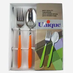 قاشق و چنگال بارسلونا ته کج 12 پارچه یونیک کد 6337 - فروشگاه اینترنتی پرنس هوم