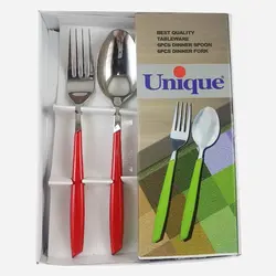 قاشق و چنگال بارسلونا ته کج 12 پارچه یونیک کد 6337 - فروشگاه اینترنتی پرنس هوم