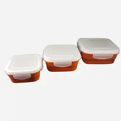 ظروف غذا فریزری 3 سایز سرامیکی مربع رنگی یونیک کد 2850 - فروشگاه اینترنتی پرنس هوم