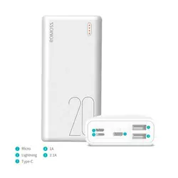 پاوربانک romoss مدل Simple 20 PSL20 با ظرفیت 20000 میلی آمپر