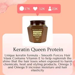 ماسک مو کراتین کویین حاوی پروتئین وکراتین حجم ۱۰۰۰ میلی لیتر