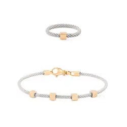 دستبند النگویی و انگشتر فرد طرح مربع