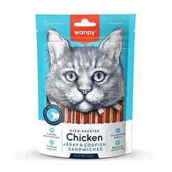 تشویقی گربه ونپی 80 گرمی مدل Chicken Jerky & Codfish