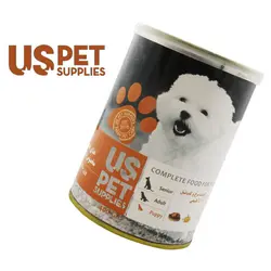 کنسرو غذای توله سگ یو اس پت گوشت مرغ به همراه کدو تنبل