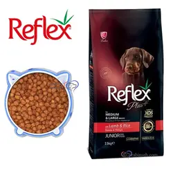 غذای توله سگ نژاد بزرگ رفلکس پلاس طعم گوشت بره و برنج فله ای (بسته بندی رابینسه)