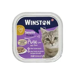 ووم گربه وینستون با طعم بوقلمون و برنج (گربه حساس) 100 گرم