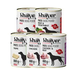 کنسرو سگ شایر در طعم های مختلف 800 گرمی (5 عددی)