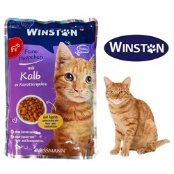 پوچ گربه وینستون طعم گوشت گوساله و هویج 100 گرم