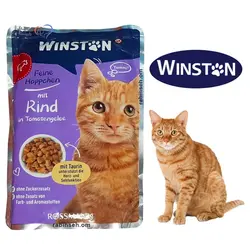 پوچ گربه وینستون طعم گوشت گوساله و گوجه 100 گرم