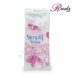 خود تراش اصلاح زنانه 2 لبه ونوس (ژیلت) مدل Simply Venus BASIC بسته پنج عددی - فروشگاه رائیکا – انتخاب و خرید آنلاین محصولات بهداشت فردی و زیبایی