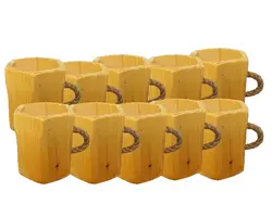 لیوان چوبی رنگ روشن بسته 10 تایی