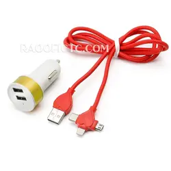 شارژر فندکی با کابل سه سر hoco