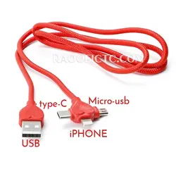 شارژر فندکی با کابل سه سر hoco