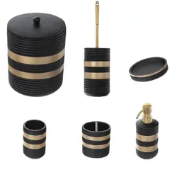 ست سرویس بهداشتی 6 پارچه نگین مدل Brindle Coal کد 9649