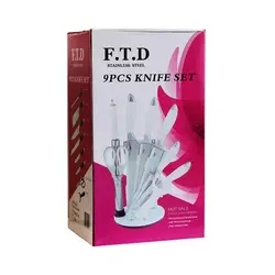 سرویس چاقو آشپزخانه 9 پارچه اف تی دی مدل S990