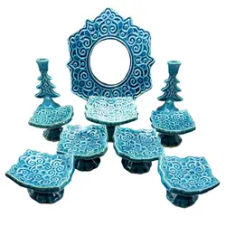 مجموعه ظروف هفت سین ده پارچه مدل فیروزه ای کد 150-NA